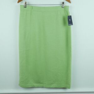 Toula Size 14 Skirt Spring Green Pencil Straight Knit Wool Rayon Blend Career